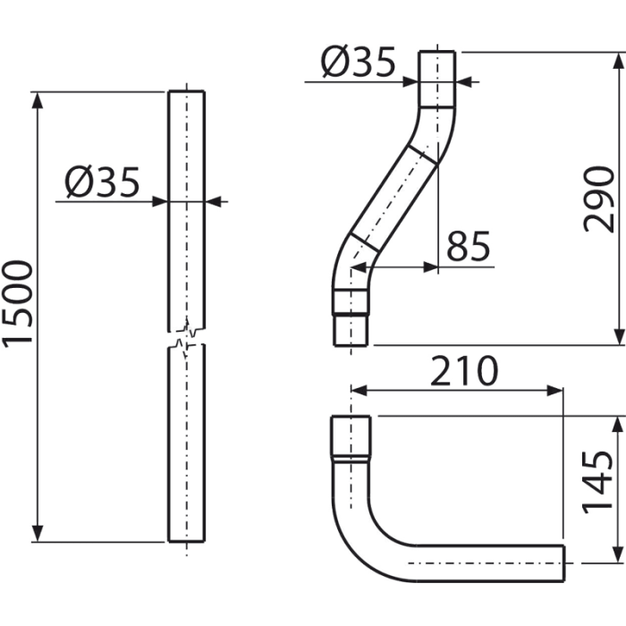 Водосливная труба комплект DN35