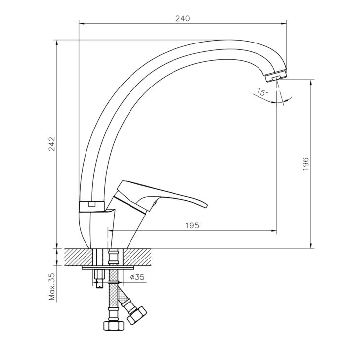 Смеситель для кухни DECOROOM DR21 (DR21021)