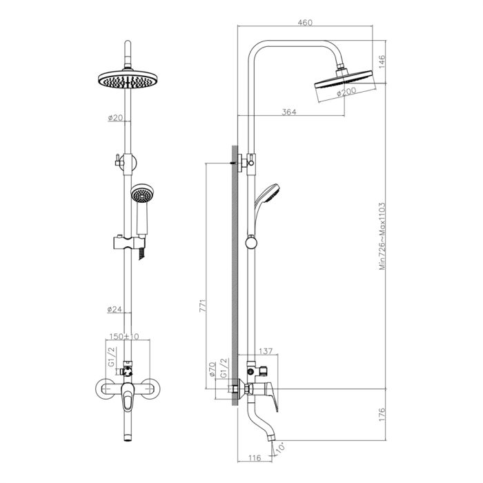 Смеситель для ванны с душем DECOROOM DR21 (DR21071)