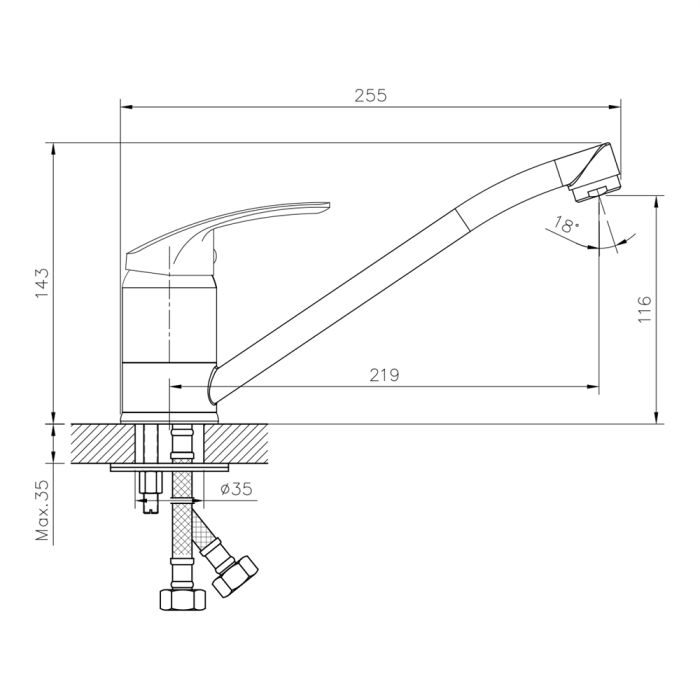 Смеситель для кухни DECOROOM DR71 (DR71018)