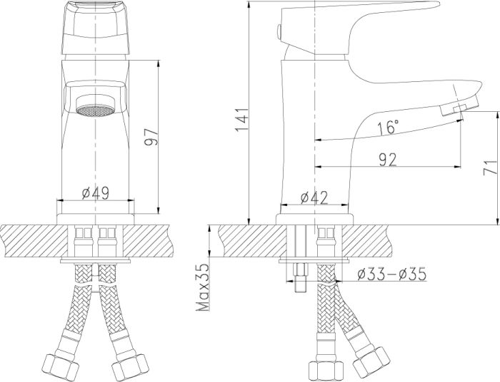 Смеситель для раковины Rossinka (RS31-11)