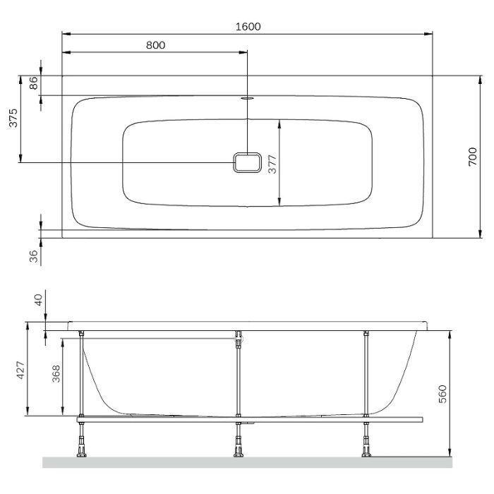 W84A-160-070W-A Func Ванна акриловая 160х70