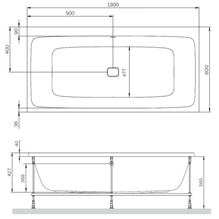 W84A-180-080W-A Func Ванна акриловая 180х80