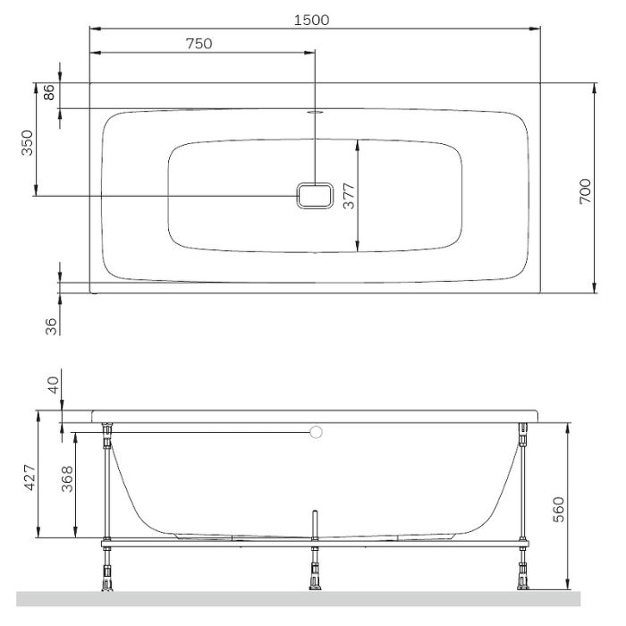 W84A-150-070W-A Func Ванна акриловая 150х70