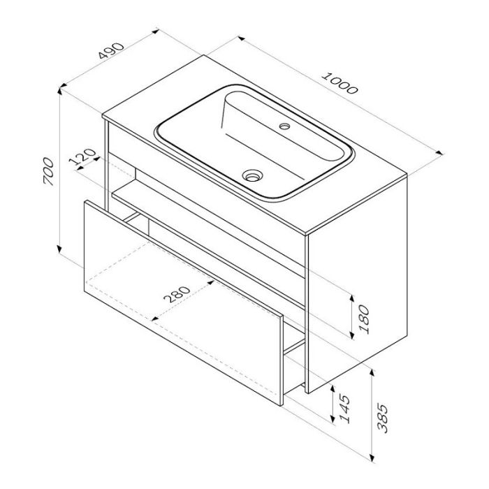 M8FFUX1001WG Func, База с нишей, 1 ящик (pull-out), 100 см, цвет белый глянец