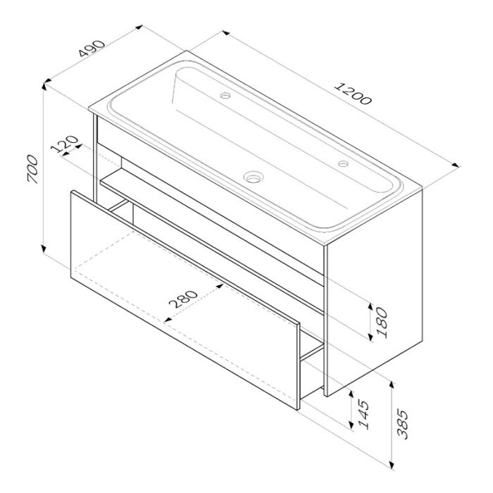 M8FFUX1201WG Func, База с нишей, 1 ящик (pull-out), 120 см, цвет белый глянец