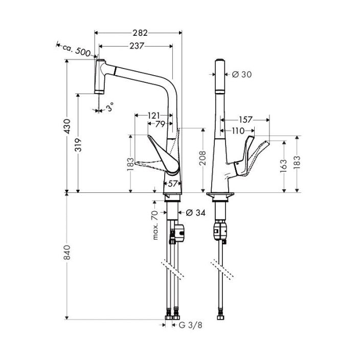 Смеситель для кухни Hansgrohe Metris сталь 14820800