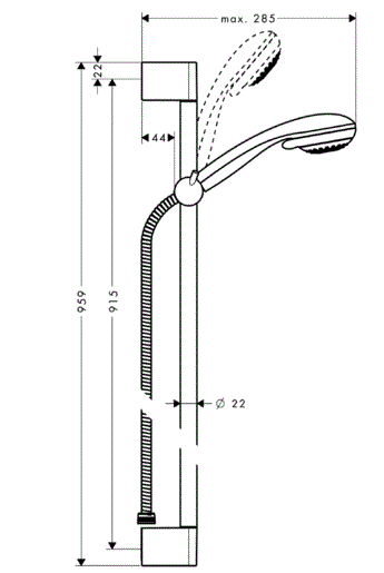 Душевой гарнитур Hansgrohe Crometta 85 Multi/Unica Crometta 90cm 27766000