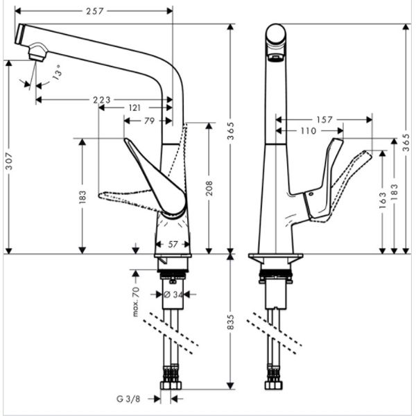 Смеситель для кухни Hansgrohe Metris Select сталь 14883800