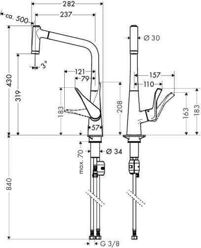 Смеситель для кухни Hansgrohe Metris хром 14820000