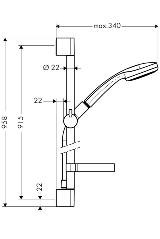 Душевой гарнитур Hansgrohe Croma 100 1jet/Unica 90cm 27724000