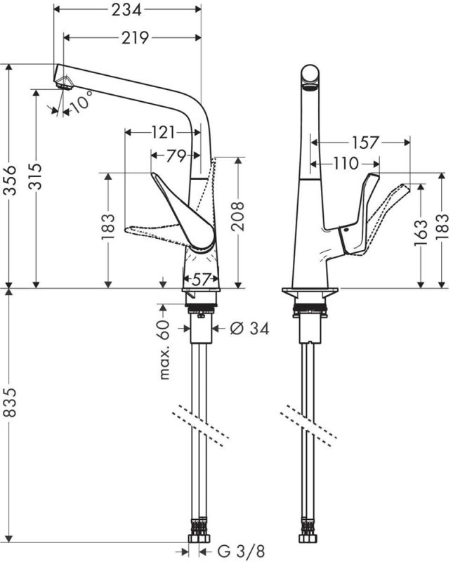 Смеситель для кухни Hansgrohe Metris хром 14822000