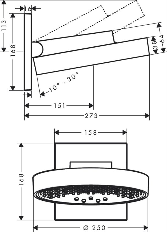 Верхний душ Hansgrohe Rainfinity 250 3jet 26232700