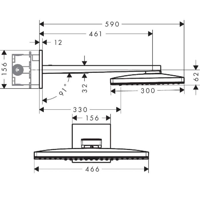 Верхний душ Hansgrohe Rainmaker Select 460 3jet 24007400