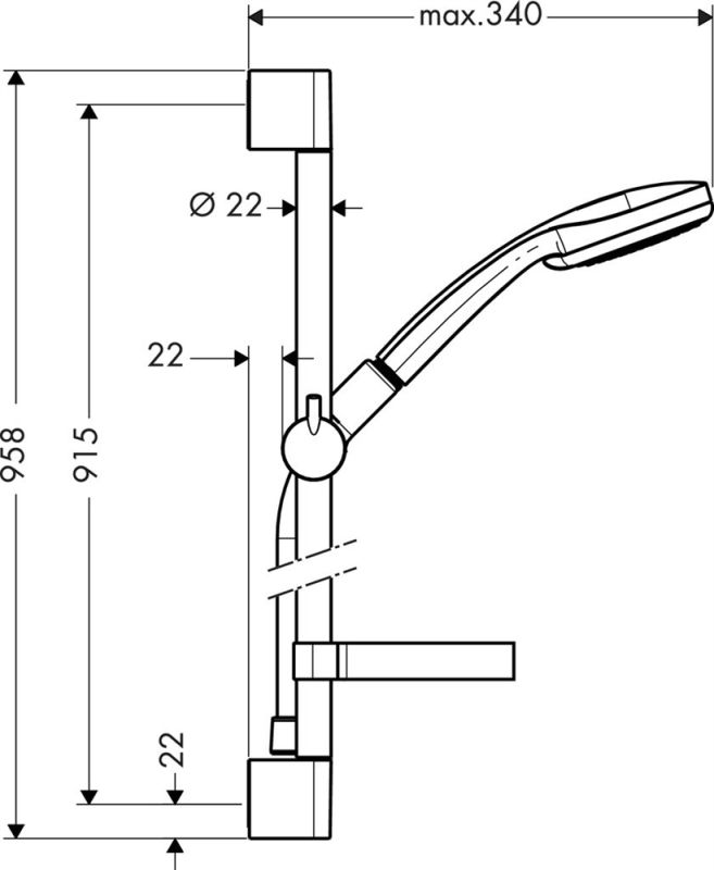 Душевой гарнитур Hansgrohe Croma 100 Multi/Unica 90cm 27774000