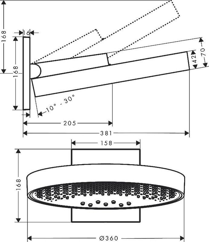 Верхний душ Hansgrohe Rainfinity 360 3jet 26234990, полированное золото