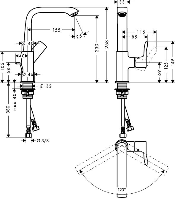 Смеситель для раковины Hansgrohe Metris 230 31087000