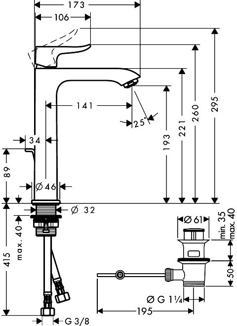 Смеситель для раковины Hansgrohe Metris 200 31183000