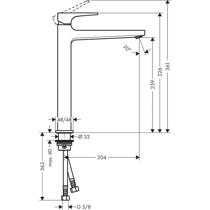 Смеситель для раковины Hansgrohe Metropol 260 32512140