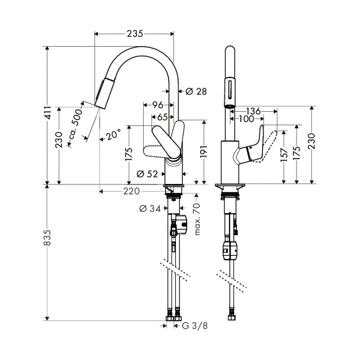 Смеситель для кухни Hansgrohe Focus хром 31815000