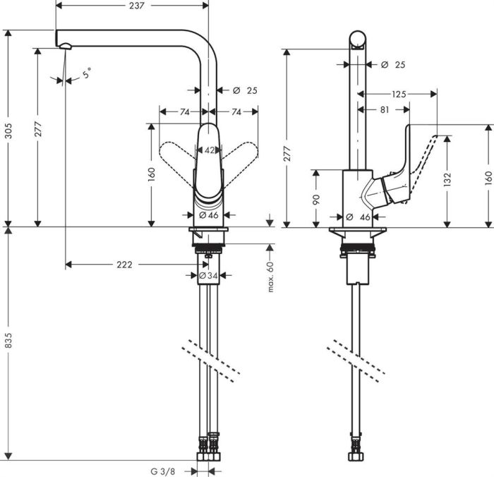 Смеситель для кухни Hansgrohe Focus сталь 31817800