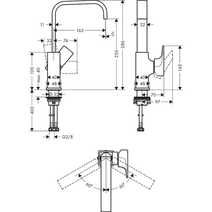 Смеситель Hansgrohe Metropol для раковины 32511670, матовый черный