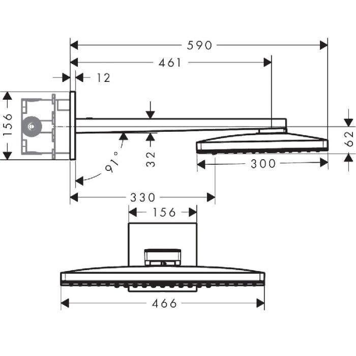 Верхний душ Hansgrohe Rainmaker Select 460 3jet 24007600