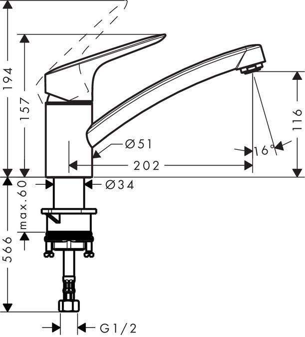 Смеситель для кухни Hansgrohe Logis 71830000