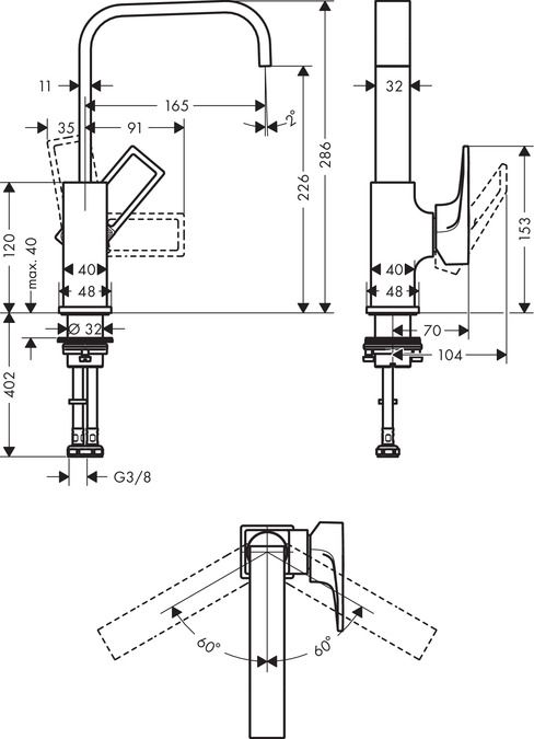 Смеситель для раковины Hansgrohe Metropol 230 74511000