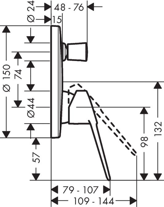 Смеситель для ванны с душем Hansgrohe Novus Loop 71345000 (внешняя часть)