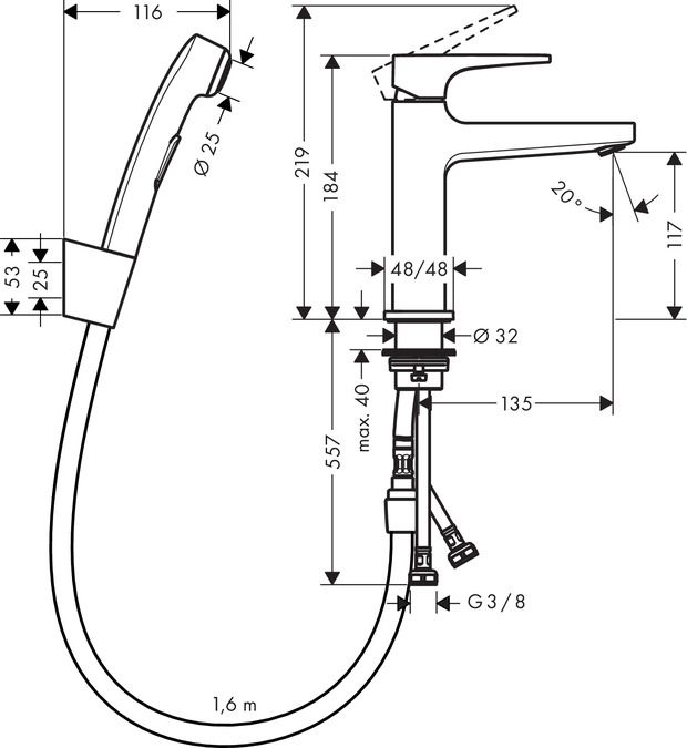 Смеситель для раковины Hansgrohe Metropol 110 74522000