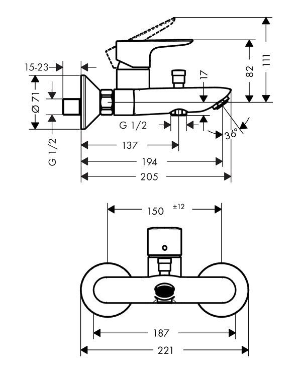 Смеситель для ванны Hansgrohe Talis E 71740000