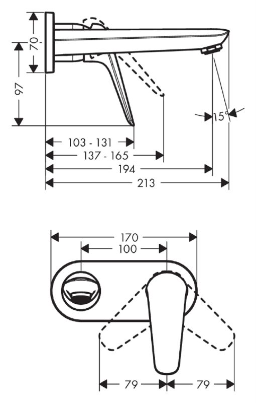 Смеситель для раковины Hansgrohe Novus 195 71127000 (внешняя часть)