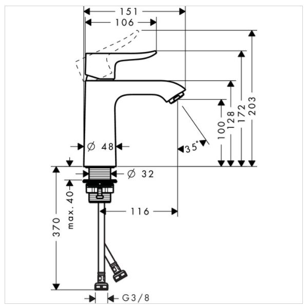 Смеситель для раковины Hansgrohe Metris 110 31084000