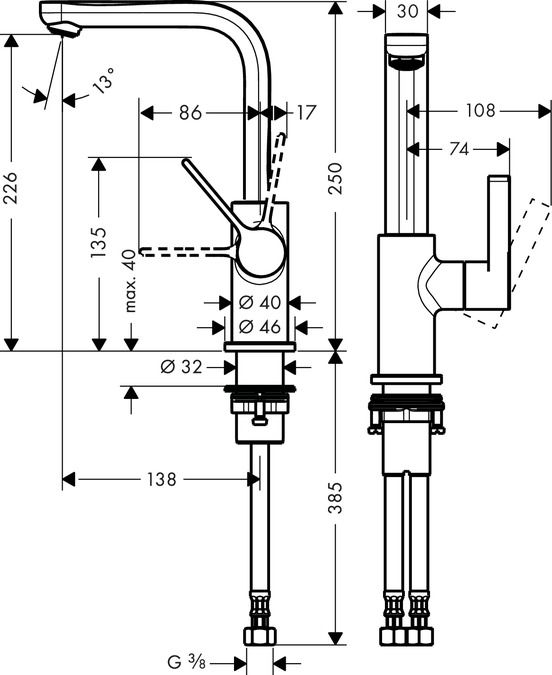 Смеситель для раковины Hansgrohe Metris S 31161000