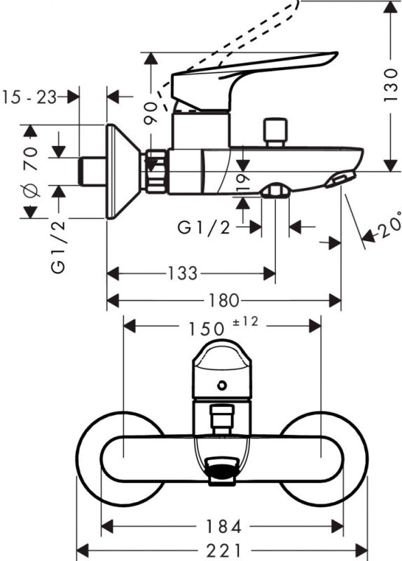 71415000 HG Logis E смеситель для ванны