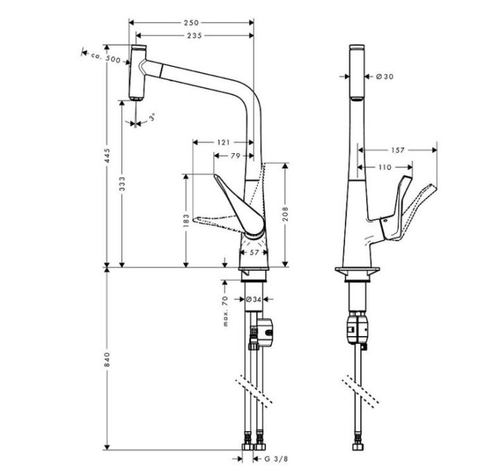 Смеситель для кухни Hansgrohe Metris Select хром 14884000