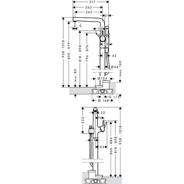 Смеситель для ванны напольный Hansgrohe Talis S 72412000