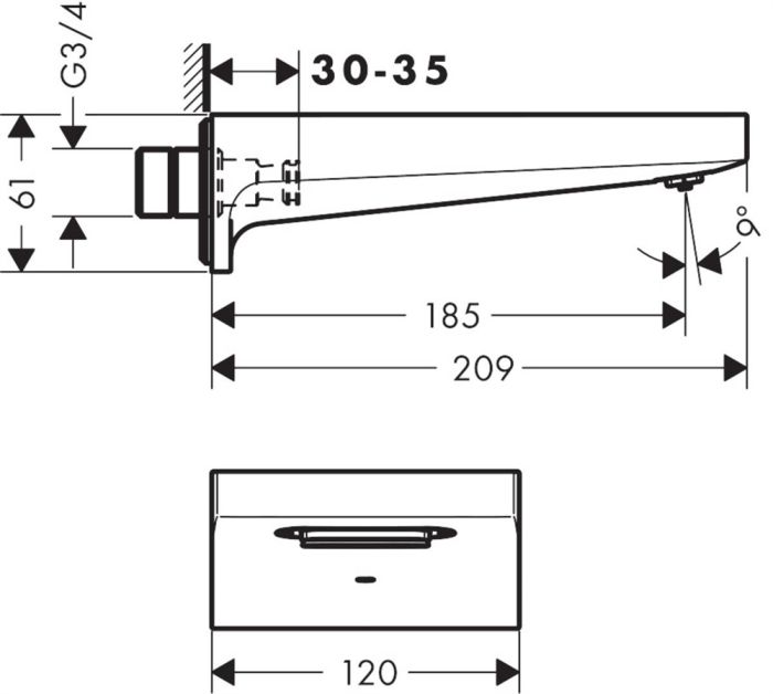 Излив Hansgrohe Metropol для ванны, 32543000, хром