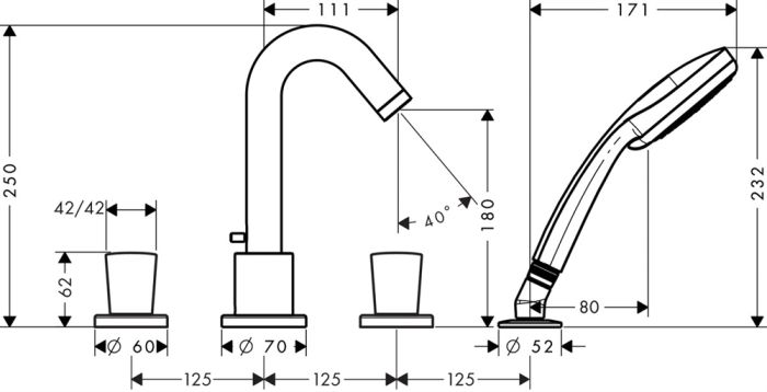 Смеситель для ванны Hansgrohe Logis 71314000