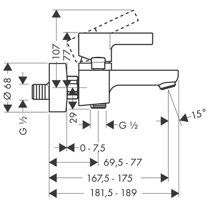 Смеситель для ванны Hansgrohe Metris S 31460000