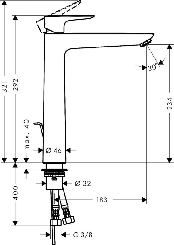 Смеситель для раковины Hansgrohe Talis E 71716140 бронза