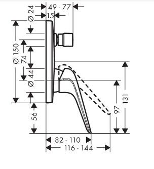 Смеситель для ванны Hansgrohe Novus 71045000 (внешняя часть)