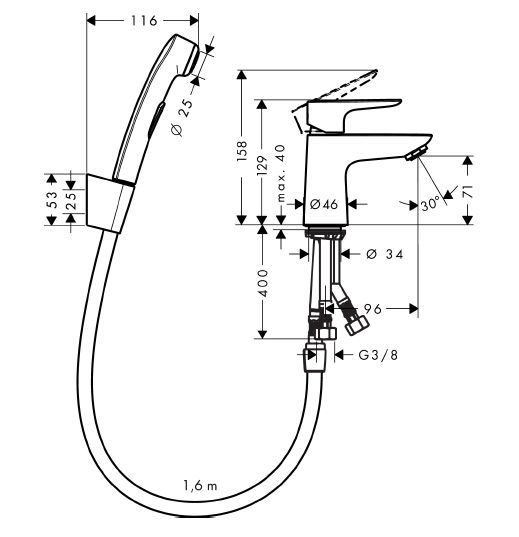 Набор для биде Hansgrohe Talis E 71729000