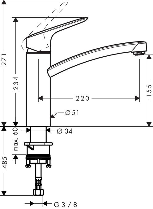 Смеситель для кухни Hansgrohe Logis 71832000