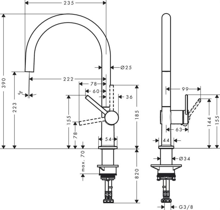 Смеситель для кухни Hansgrohe M54 Talis 220 72804000