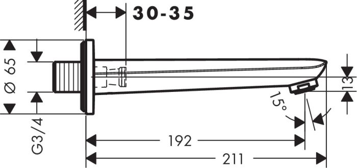 Излив на ванну Hansgrohe Novus 192mm 71320000