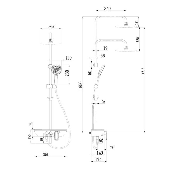 Душевая система Lemark Tropic LM7012BL, Черная матовая