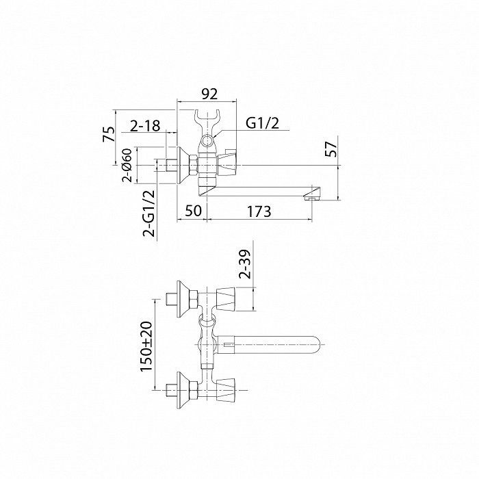 Смеситель для ванны Milardo Tring (TRISB02M02)