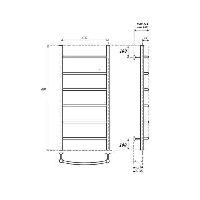 Водяной полотенцесушитель Point Афина PN04148 П6 400x800 Хром